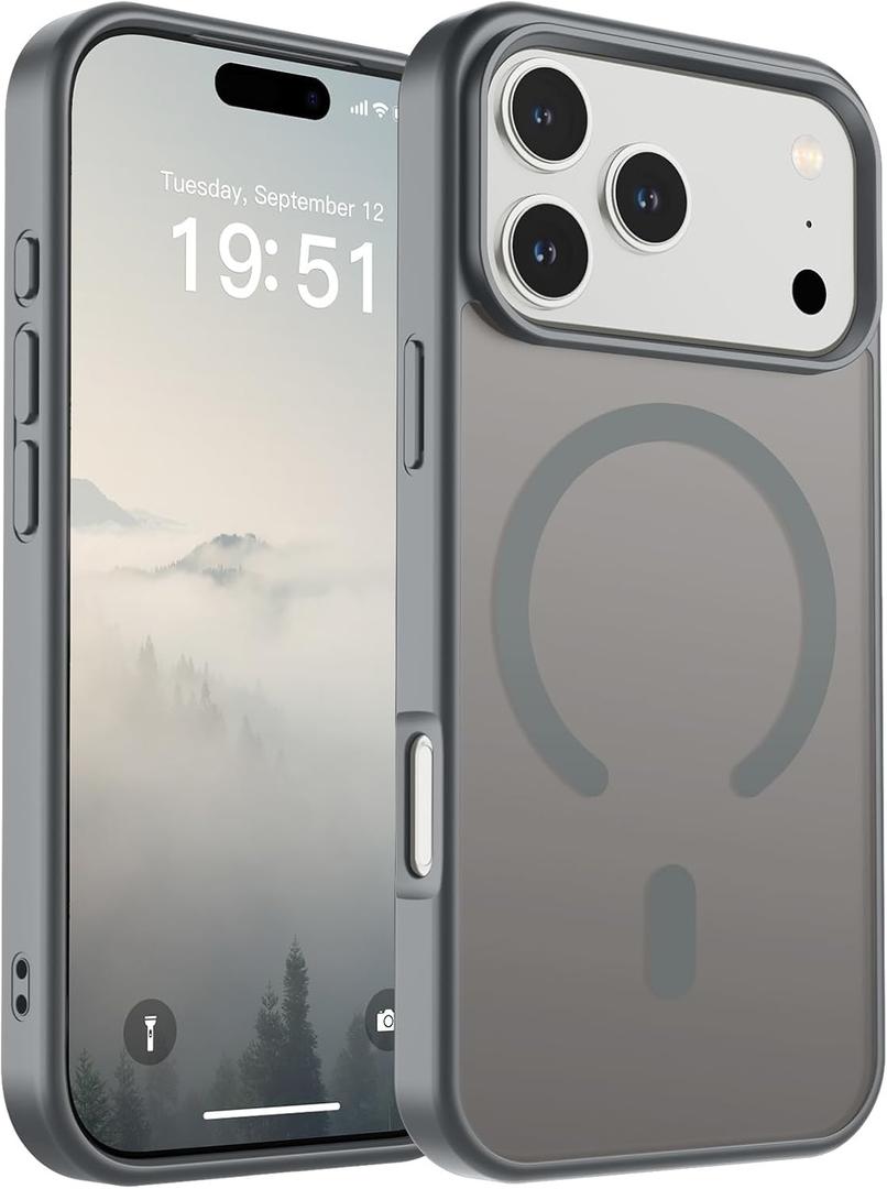 SUPFINE Magnetic for iPhone 17 Pro Case (Compatible with MagSafe)(Military Grade Drop Protection) Translucent Matte Shockproof with Anti-Fingerprint Phone Cover 2025,Gray