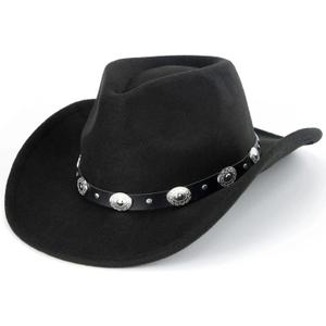 Vikodah Kids Wide Brim Western Cowboy Cowgirl Hat - Boys Girls Felt Fedora Hats for 2-6 Years (Medium, Black)