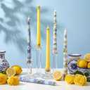 Threlaco 9.8" Long Taper Chinoiserie Porcelain Candlesticks Dripless Bridal Wedding Shower Candle Blue White Decorations Unscented Taper Candles for Party Gift Home Decor