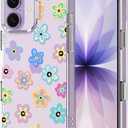 MOSNOVO for iPhone 17 Case | Military Grade 6.6ft Drop Tested | Camera Control | Clear with Groovy Flower Design