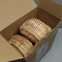 Taiyin 6 Pack Rattan Flower Girl Basket Half Moon Straw Wicker Basket with Handle 6.7" x 6.5" x 4.3" Ideal for Wedding Flower Girl, Picnic, Garden Storage and Home Decor (Nature)