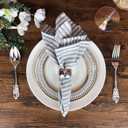 Plain Striped Cotton Linen Blended Dinner Cloth Napkins - Set of 12 (40 x 30 cm) - for Events & Home Use (Grey)