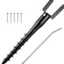 No Dig Ground Screw Anchor - Black U Shaped Post Stake for 4x4 Wood Posts, Includes Lag Bolts & 27" Rebar, for Mailbox Posts and Fence Posts Anchor, 1 Pack