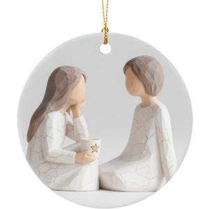 Thyle Christmas Bestie Friend Gifts for Women, Printed Ceramic Sister Christmas Ornament, Not a Carved Sculpture, Holiday Friendship Ceramic Gifts for Xmas Tree Decoration