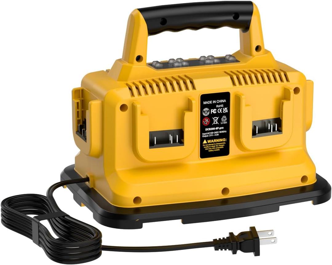 Upgraded 6-Ports Rapid Battery Charger Compatible with Dewalt Flexvolt 20V/60V,Compatible with Dewalt 20V/60V Battery DCB200 DCB206 DCB606 DCB609