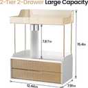 Delamu Bathroom Organizers and Storage, 2 Tier 2 Drawer Makeup Organizer Countertop, Easy to Install, Ideal for Bathroom Counter, Vanity, Ideal for Women Girls, Amber