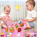 Walenty Busy Board Montessori Toys for Toddler Girl Birthday Gifts, Busy Book Sensory Learning Toys for Toddlers, Educational Activities Airplane Car Travel Toy for Girls