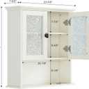 Bathroom Cabinet Wall Mount, Over Toilet Storage Cabinet with Glass Door Build-in Spirit Level Cupboard Hanging Medicine Cabinet for Bathroom Laundry Kitchen Living Room (Cream White)