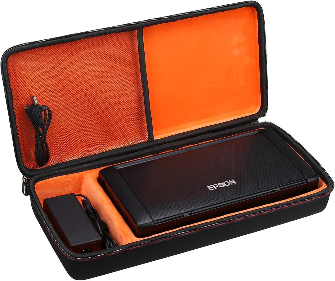 Mchoi Hard Portable Case Compatible with Epson Workforce WF-110 / WF-100 Wireless Mobile Printer, Case Only (Black and Orange)