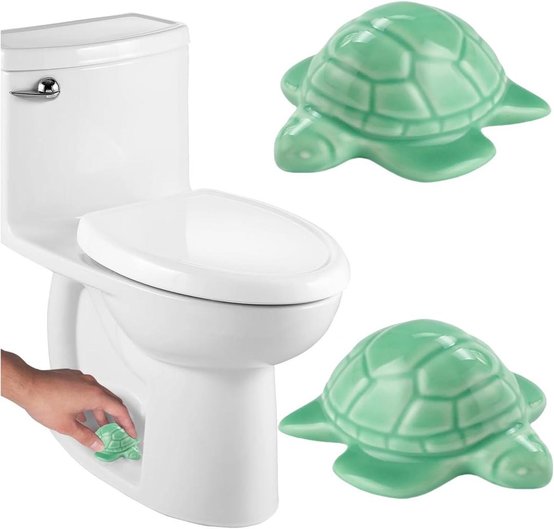 Cute Turtle Toilet Bolt Caps Ceramic Sea Turtle Toilet Bolt Covers Decorative, Set of 2 Toilet Screw Cover Caps, Toilet Caps for Bottom of Toilet, Toilet Bowl Caps for Bolts Bathroom Decor (D)