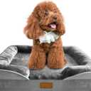 Orthopedic Dog Bed with Sides - Dog Sofa Beds for Small Dogs, Supportive Foam Pet Couch Bed with Washable Removable Cover, Waterproof Lining and Non-Slip Bottom, Grey - S (24.0"L x 18.0"W x 6.0"Th)