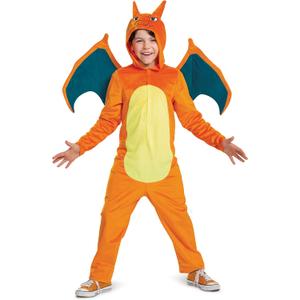 Charizard Costume for Kids, Official Pokemon Costume Hooded Jumpsuit, Child Size Small (4-6) (As Shown)