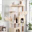 Globlazer Sturdy Cat Tree, 68-inch Large Cat Tower for Indoor Adult Cats 20 lbs Heavy Duty Cat Tree for Big Cats with Extra Large Platform, 5 Scratching Post, S68, Beige