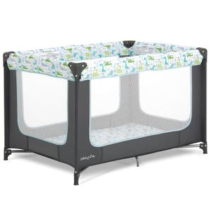 Dream On Me Zodiak Portable Playard, Compact for Travel, Carry Bag, Gray/Green