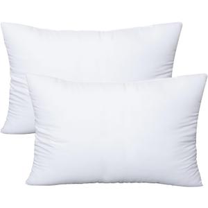 OKBA Throw Pillows Insert Set of 2, with 100% Cotton Cover, Bed and Couch - Indoor Hotel Decorative Pillows, 12x20 in White Pillows Inserts OKBA Throw Pillows Insert Set of 2, with 100% Cotton Cover, Bed and Couch - Indoor Hotel Decorative Pillows, 12x20 in White Pillows Inserts