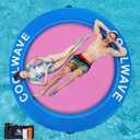 COOLWAVE Inflatable Water Hammock Floating Dock, Inflatable Raft for Family and Friends, Round Floating Ring for Parties, Water Float with Cup Holders for Pool and Lake 8FT