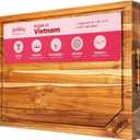 20x15x1.5 Inch Gossby Teak Wood Cutting Board  Large BBQ, Charcuterie, Meat Cutting Board for Men, Women Kitchen, Housewarming, New Home Gift  Perfect Balance Design  Deep Juice Groove  Food-safe