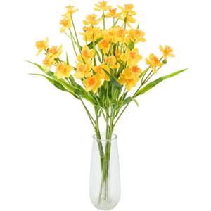 6Pcs Artificial Daffodils Flowers Narcissus Faux Flowers Stem Latex Yellow Flower Arrangement for Indoor Outdoor Home Decor Centerpiece DIY Wedding Bouquet (Yellow)