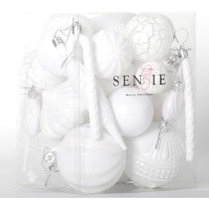 Christmas Tree Ornaments 36 pcs Multi-Size Candy Cane Shatterproof Ball Ornaments Set for Christmas Holiday Wreath & Party Decorations,White