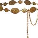 WERFORU Western Chain Belt for Women Metal Chain Belt Metal Concho belt women Boho Chain Belt (Fit Waist Size 25"-32")