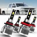 Compatible with Silverado 1500 2007-2022; Silverado 2500 3500 2008-2022 Light Bulbs High and Low Beams, 4 pcs