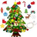 BOVVSKY Montessori Felt Christmas Tree, Felt Christmas Tree, Montessori Christmas Tree Felt with 32 Ornaments and LED Lights