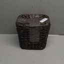 Tidita Wicker Waste Basket - Wicker Can with Lid - Water Hyacinth Bathroom Garbage Can with a Lid - Bathroom Can Boho Style - Removable Liner, Iron Frame (Black, 2 Gallons)