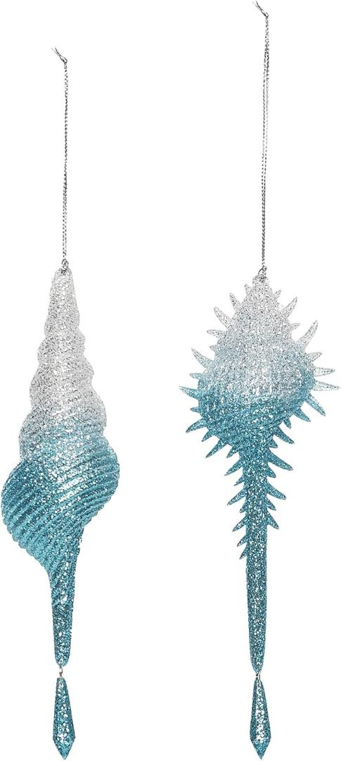 Gallerie II Blue Shimmer Shells Ornaments Assortment of 2 A/2 Blue