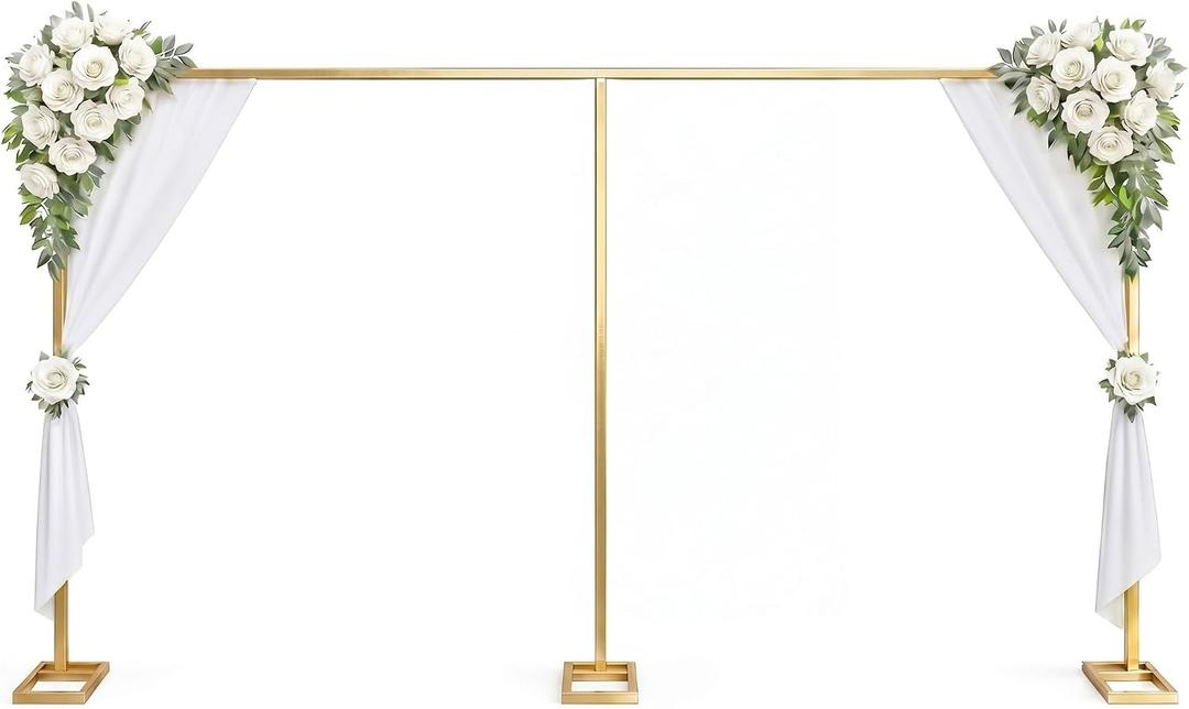 Novabright 10x20ft Backdrop Stand Heavy Duty Pipe and Drape Backdrop Stand for Wedding and Ceremonies, Adjustable Pipe Kit Curtain Frame for Wedding Party Celebration Photography Stage(Gold)