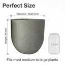 10 Inch Plant Pots Stone Finish Lightweight Flower Planter with Drainage Hole for Outdoor Garden Patio Indoor Greenery, Set of 2, Speckled Grey