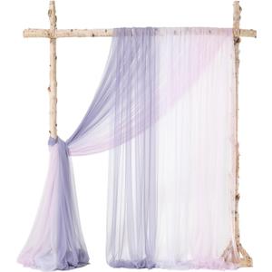 Ling's Moment Wedding Arch Draping Fabric 3 Panels 20Ft Chiffon Fabric,Sheer Draping Fabic for Wedding Arrangement Ceremony Reception Backdrop Party Swag Home Decor (Sage Purple & Provence)