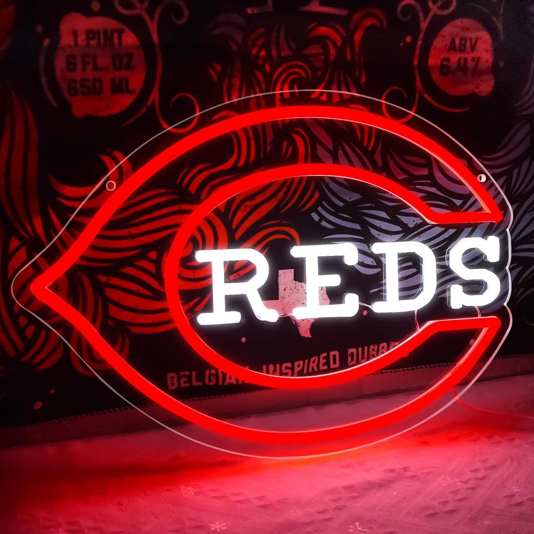 Baseball Neon Sign for Wall Decor Dimmable Baseball Neon Light for Man Cave Club Garage Game Room Bar Party Bedroom Birthday Gifts for Fans Friends Families Size 15.7 * 11In(ZYLD0135) (Red White-Reds)