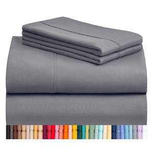 LuxClub 4 PC King Size Sheet Set Deep Pockets 18" Wrinkle Free Cooling Bed Sheets Machine Washable Hotel Bedding Silky Soft - Light Grey King