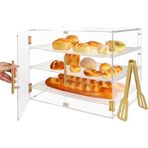 Pastry Display Case for Commercial Countertop, Acrylic 3-Tier Large Bakery Storage Box with Front Door and Removable Tray for Dessert Donut Bread Cake Cupcake Bagels Cookie 21" x 16.2" x 14.2" Pastry Display Case for Commercial Countertop, Acrylic 3-Tier Large Bakery Storage Box with Front Door and Removable Tray for Dessert Donut Bread Cake Cupcake Bagels Cookie 21" x 16.2" x 14.2"
