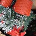 4 Pack 12 Inch Mini Christmas Trees with Lights Table Top Christmas Tree for Office in Basket Base Snowy Red Bows Berries Christmas Decorations Miniature Christmas Tree Tabletop Desk Home Decor