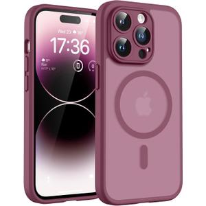 TOCOL for Phone 14 Pro Max Case, Compatible with Magsafe Charger, Full Camera Protection, Drop Protection, Translucent Matte Phone Case for iPhone 14 Pro Max 6.7 inch (Plum)