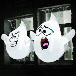 Joiedomi 2 Pcs Halloween Inflatables Outdoor Decorations, Halloween Blow Ups Ghost with Built-in LEDs, Cute Window Inflatable Ghost for Window Decorations