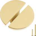 QOGRISUN 10-Pack Half Circle Cabine Knobs Solid Brass, Gold Half Moon Drawer Dresser Handles, 1-7/8-Inch Overall Length, Single Hole Pulls Knobs, Kitchen Cupboard Hardware, Brushed Brass Finish