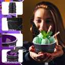 Meanplan 24 Set Halloween Ice Cream Bowls and Spoons 6 oz Witch Plastic Reusable Ice Cream Bowls Black Purple Waffle Cone Shaped Cups for Dessert Sundae Frozen Yogurt Trick or Treat Party Supplies