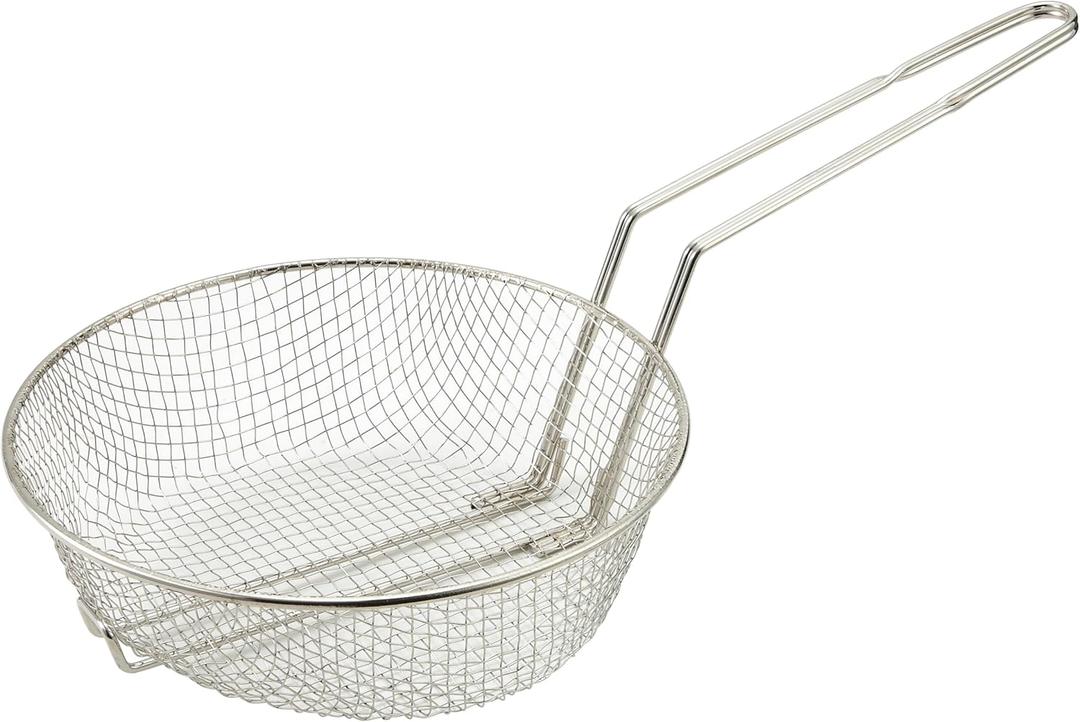 Winco Culinary Basket, 12-Inch Diameter, Medium Mesh, Medium, Nickel