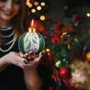 Lounsweer 4 Pcs Rustic Holly Berries Ball Candles Christmas, Round Ball Ornament Candles 3 Inch Unscented Decorative Sphere Candle for Weddings Christmas Home Decoration Gifts