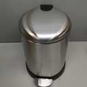 Glad Small Trash Can, 1.2 Gallon | Round Stainless Steel Garbage Bin with Soft Close Lid & Step Foot Pedal | Metal Waste Basket with Removable Inner Bucket, Stainless, 8 x 9.5 x 12 inches