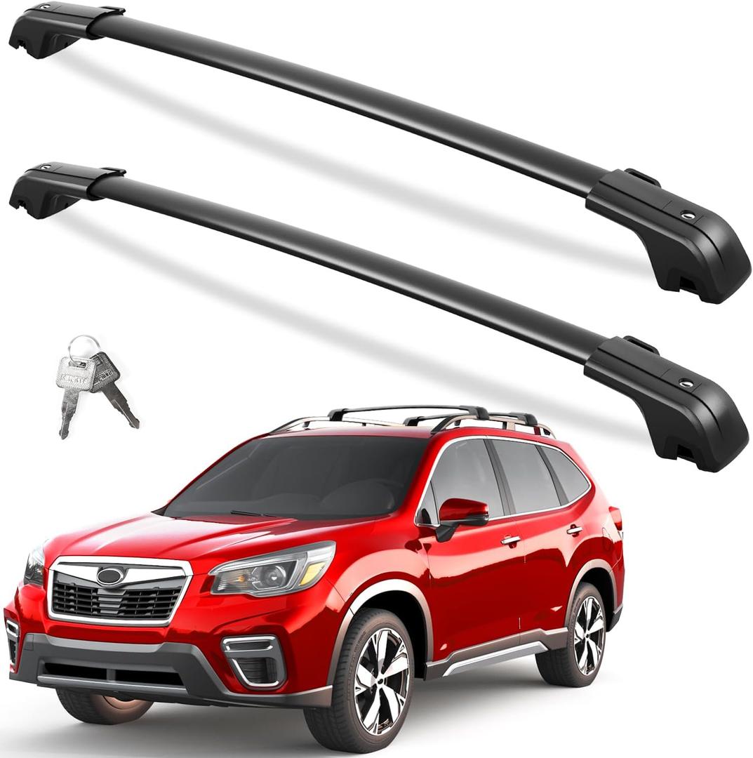 FengYu 330lbs Heavy Duty Lockable Roof Rack Cross Bars Compatible with Subaru Forester 2014-2026 (not for Wilderness), Aluminum Roof Rails Crossbars Rooftop Cargo Bars Black Luggage Racks Carrier