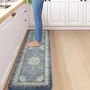 Collive Kitchen Rugs Anti Fatigue, Cushioned Kitchen Floor Mats Waterproof, Non Skid Comfort Standing Mats for Office, Sink, Laundry, 17x59, Blue (17.3"x59"--0.47 inches)
