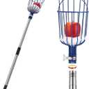 Oak Leaf Fruit Picker, 13 FT Picker Pole with Basket, Length Adjustable Apple Orange Picker Tool Tree Fruit Catcher with Lightweight Stainless Steel Connecting Pole, Foam Pad, 2 Metal Clamp(Upgraded)