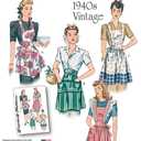 Simplicity Vintage Simplicity 1221 1940's Vintage Fashion Women's Apron Sewing Pattern Kit, Sizes S-L