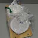 FUKUMARU Elevated Cat Ceramic Bowls, Small Dog Raised Food Feeding Dishes, Solid Wood Water Stand Feeder Set for Cats and Puppy (Beige)