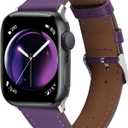 Italy Genuine Leather Bands Women Men Compatible with Apple Watch 38mm 41mm 40mm 42mm 44mm 45mm 46mm 49mm, iWatch Straps Smartwatch Replacement Band for Ultra SE 3/2/1 Series 11 10 9 8 7 6 5 4 3 2 1 (Purple)
