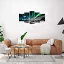 EPHANY Green Sky Night Painting - 5 Pieces Wall Art Art - Aurora Scenery Painting on Canvas Landscape Stretched and Framed Canvas Paintings Ready to Hang for Home Decorations Wall Decor, 40"x20"
