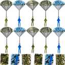 12PCS Army Camo Parachute Toys for Kids Hand Throwing Outdoor Games, Army Men Action Figures Tangle Free Throwing Parachute Outside Toys Gifts for Kid Ages 3-16